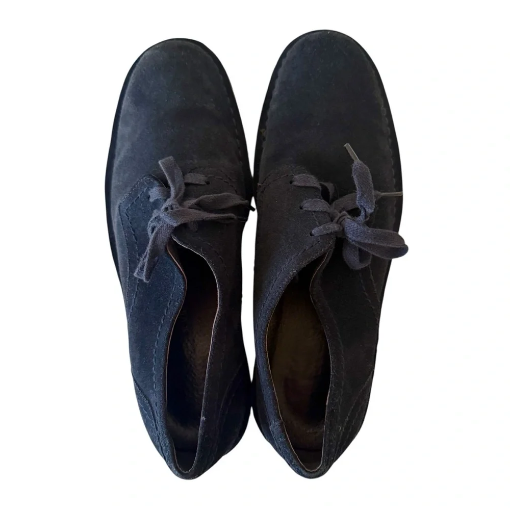 John Varvatos Suede Blue Oxford Derby Shoes Lace Up SZ 9.5 M
